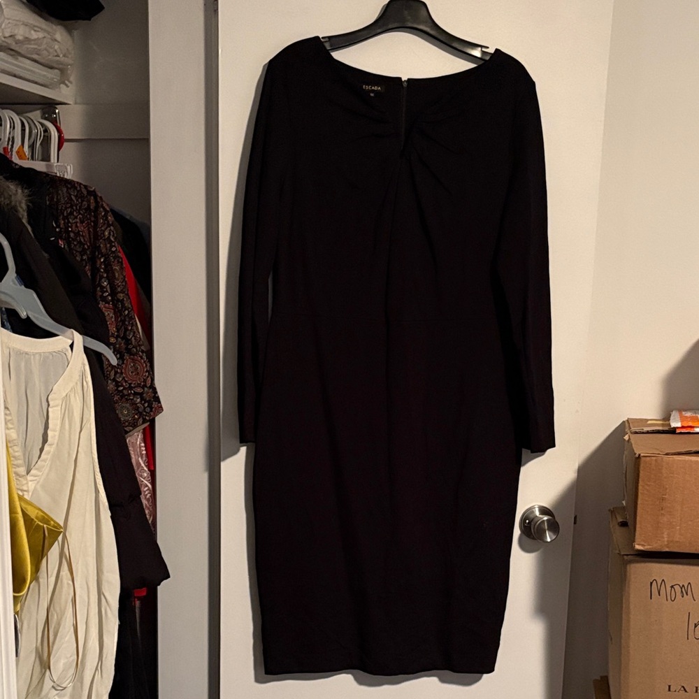 Escada Elegant Black Long Sleeve Dress